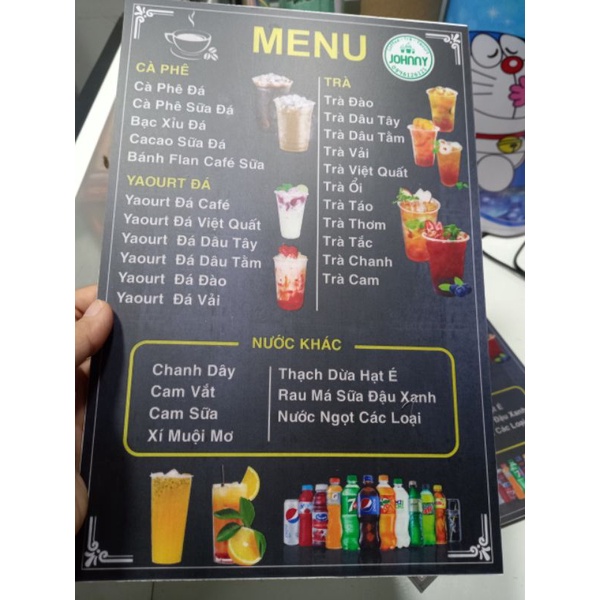 Quyển Menu A4 ép nhựa dày dặn + Cán màng mờ sang trọng  + Đóng lò xo