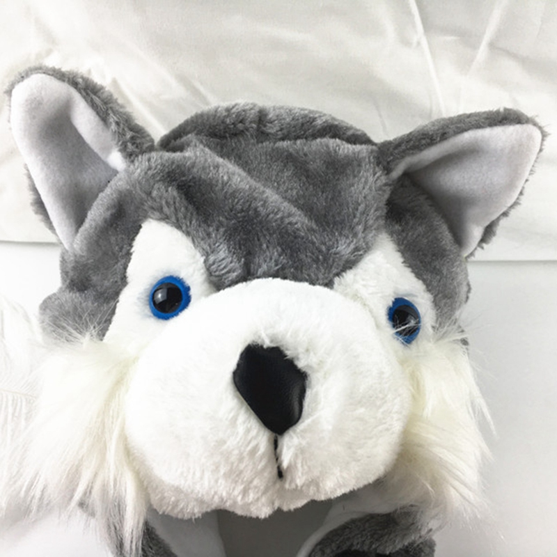 Mayyangt Mũ len mềm chụp tai giữ ấm hih2 chó sói hoạt hình dễ thương