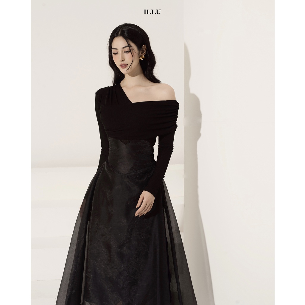 Chân váy nữ voan midi Ema skirt H.I.U Fashion , thiết kế sang trọng 2 lớp dáng dài cạp đai cao HIU design