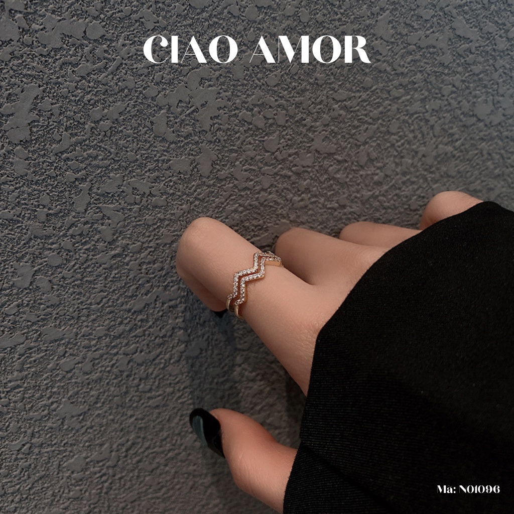 Nhẫn nữ đính đá gấp khúc sang trọng Trang sức Ciao Amor - N0196