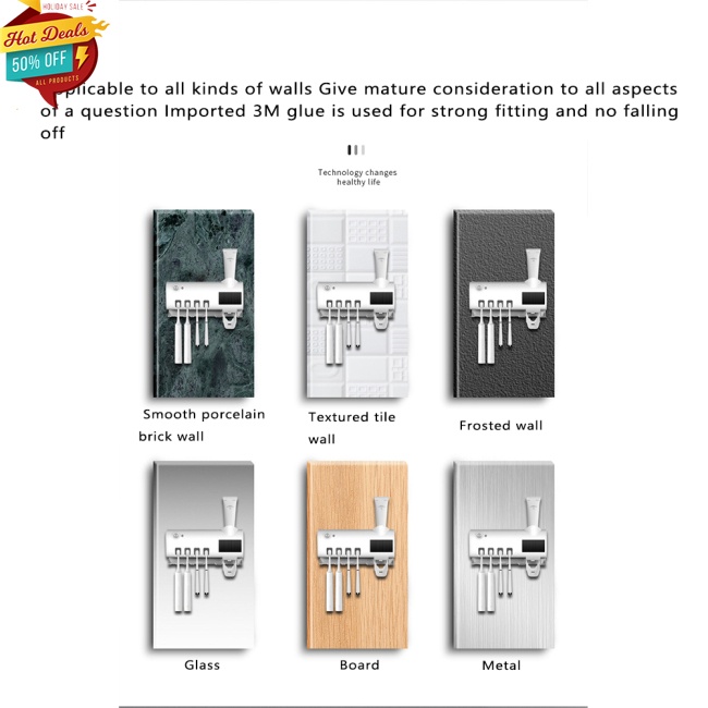 Giá Đỡ Bàn Chải Đánh Răng Gắn Tường Bằng Tia Uv Không Cần Khoan Tường Tiện Dụng