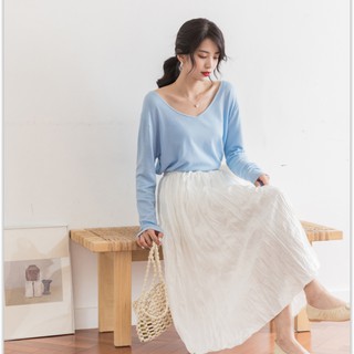Áo Len Mỏng Cổ V Dáng Rộng