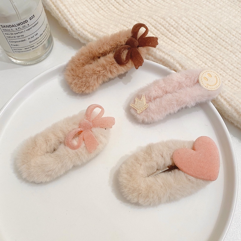 Kẹp tóc đính nơ vải nhung màu sắc cà phê xinh xắn dễ thương cho nữ