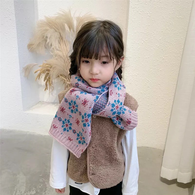 Khăn quàng cổ len ấm áp vintage bé trai bé gái