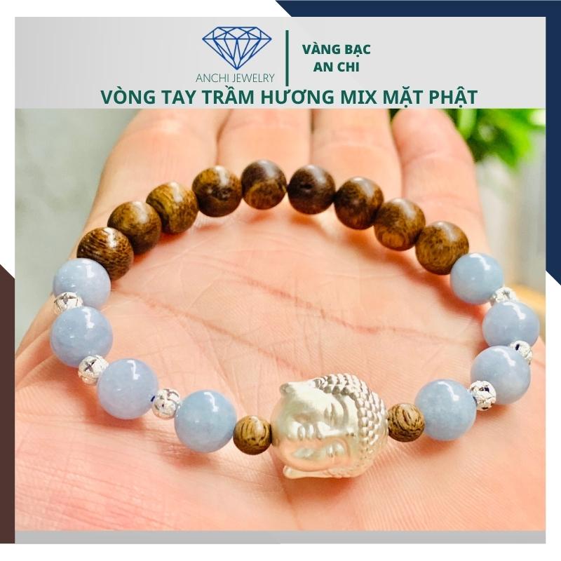 Vòng tay trầm hương mặt phật, hạt nhỏ cho nam nữ. Anchi jewelry