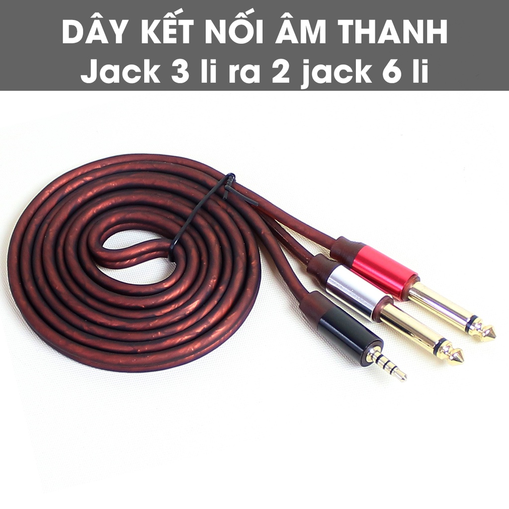 Dây tín hiệu 3 li 3.5 ra 2 đầu 6 li 6.5 chất lượng dây YS-03 bền dài 1.5m kết nối điện thoại ra các thiết bị âm thanh