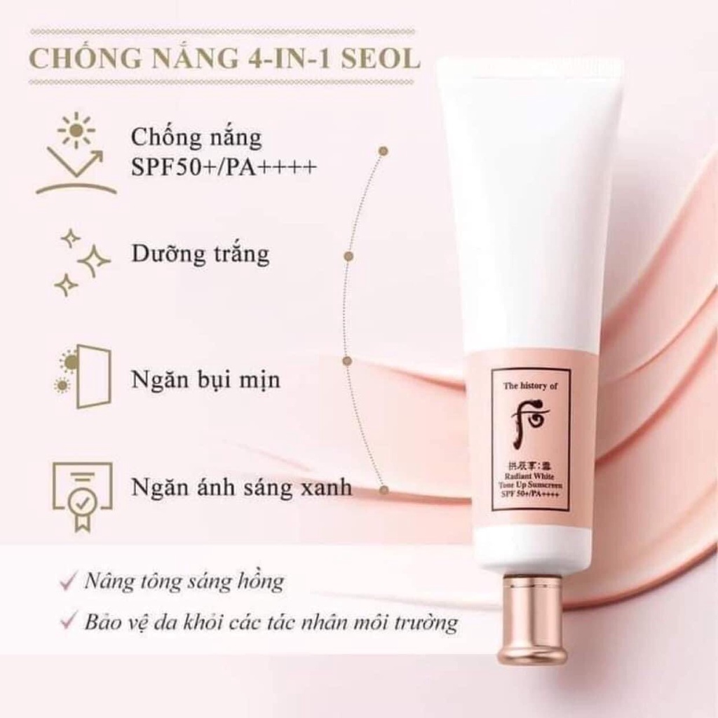 Tuýp 13ml Kem Chống Nắng Dưỡng Trắng Nâng Tone Whoo Radiant White tone up sunscreen hàng chính hãng