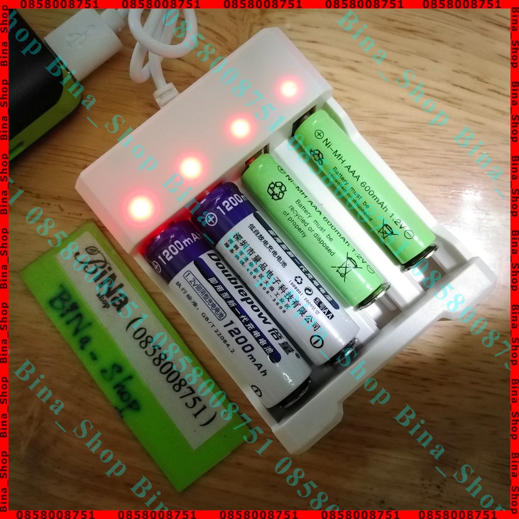 Bộ sạc pin tiểu AA/AAA 2 khe/4 khe, box sạc pin cổng USB tiện dụng