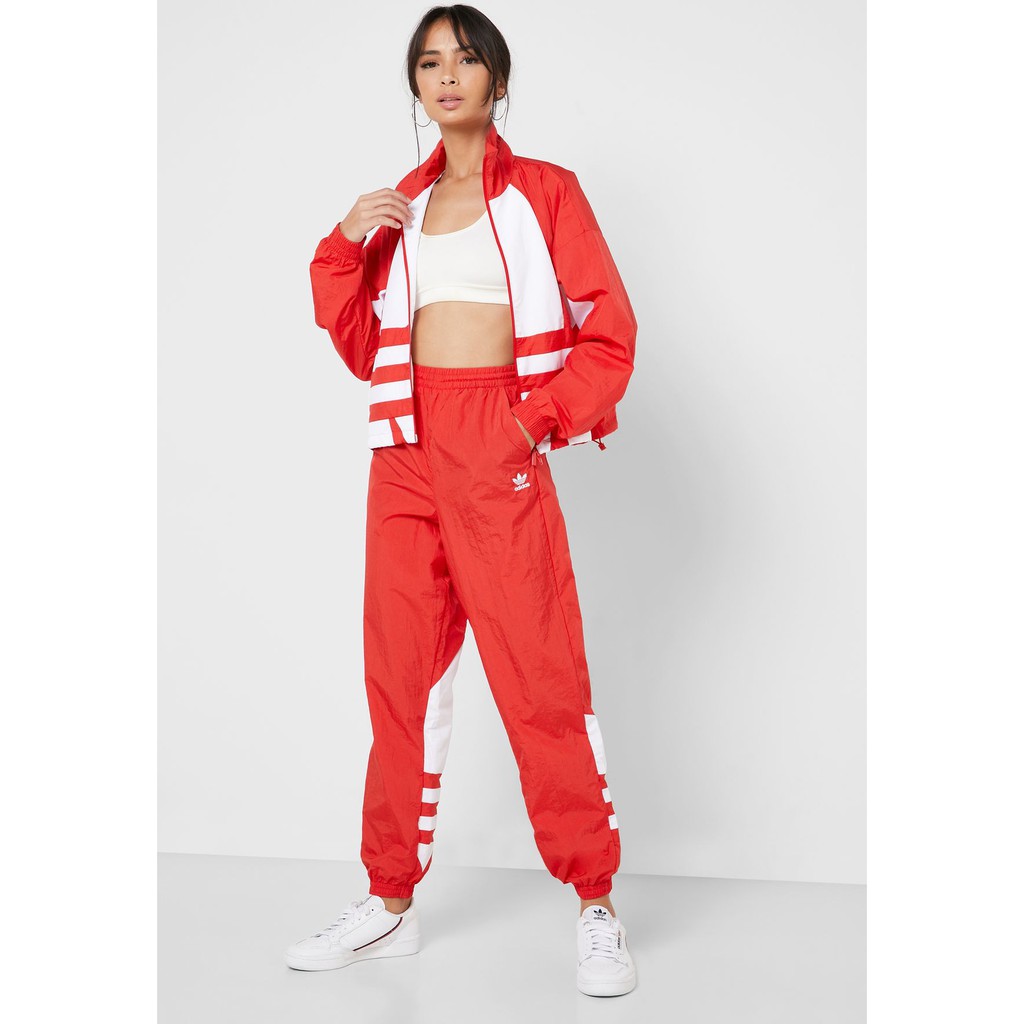ADIDAS CHÍNH HÃNG - Bộ quần áo gió nữ Adidas Biglogo Red - FM2561 FM 2585