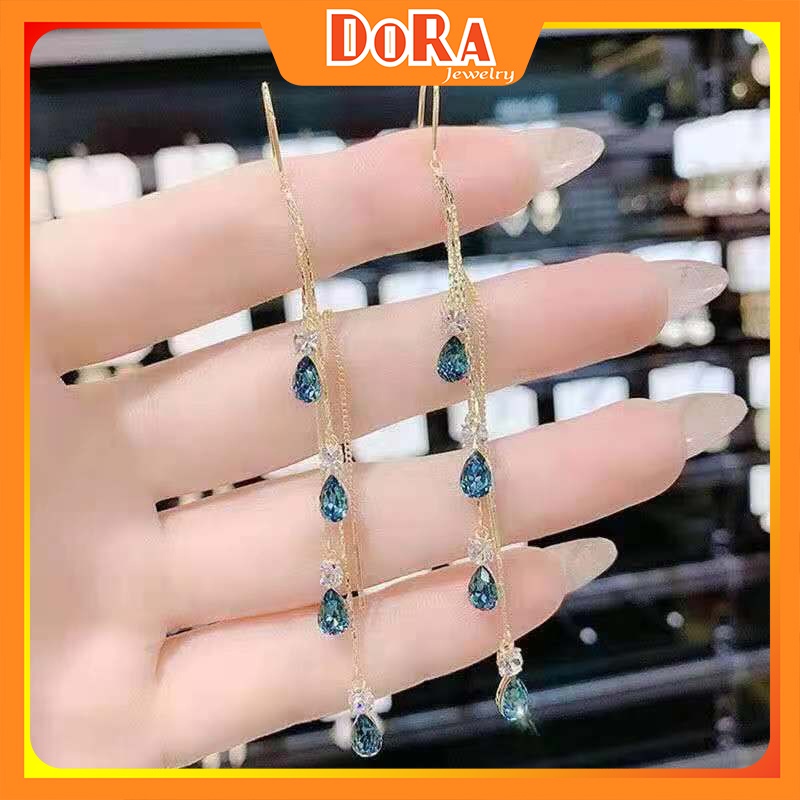 Bông tai kiểu tua rua kiểu dáng đính đá phong cách dễ thương HD835 thích hợp đi học BSTKD -