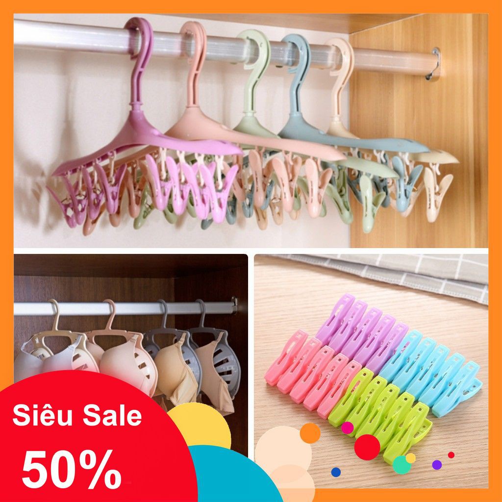 [5🌟][FREESHIP-150K] COMBO 20 KẸP QUẦN ÁO, MÓC TREO ÁO NGỰC, MÓC TREO 8 KẸP [SALE]