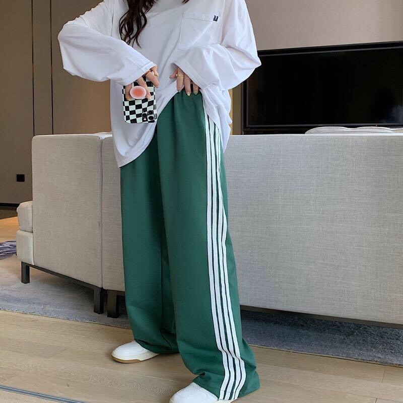 Quần Ống Rộng 3 Sọc Xanh Siêu Hot Form Rộng Ống Suông Unisex Nam Nữ Kiểu Dáng Năng Động Trẻ Trung