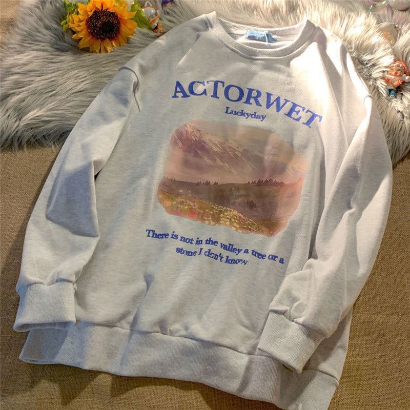 Áo sweater XINLANYASHE vải lông cừu phong cách Mỹ giản dị thời trang thu đông dành cho bạn nữ