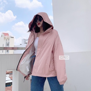 Áo khoác dù base màu hồng nhạt