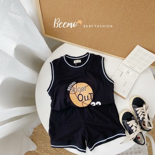 Bộ quần áo ba lỗ cho bé trai BEEMO, chất liệu cotton mềm, phong cách bóng rổ B075