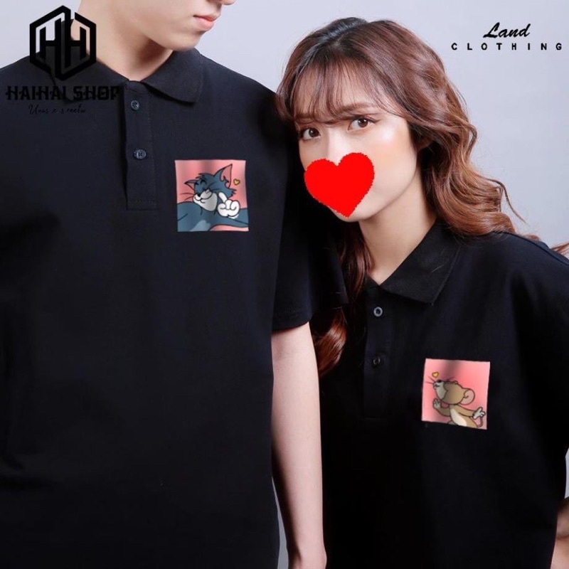 ÁO THUN POLO ĐÔI IN HÌNH CHUỘT VÀ MÈO