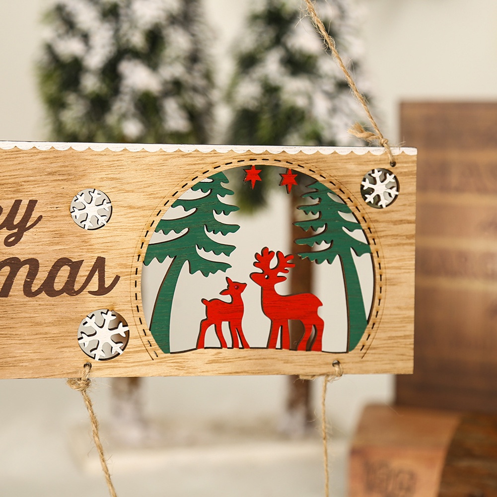 @Boarding in 24 hours! Christmas decorations Shuanglu house number pendant wooden crafts Christmas scene decoration props @