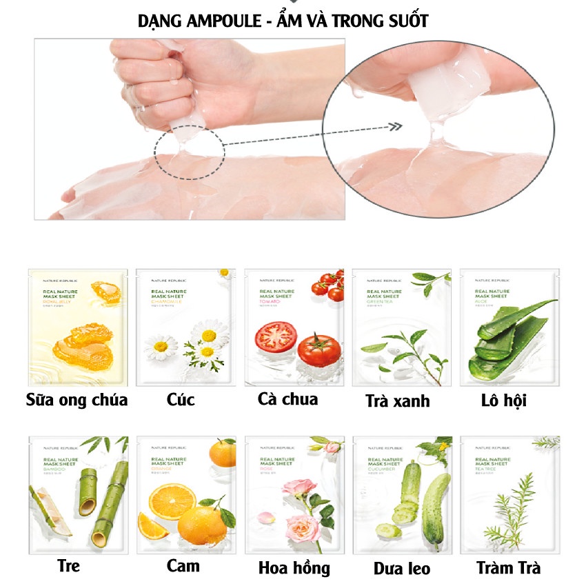 Mặt Nạ Giấy Cấp Ẩm, Dưỡng Trắng Da Nature Republic Real Nature Mask Sheet 23ml | BigBuy360 - bigbuy360.vn