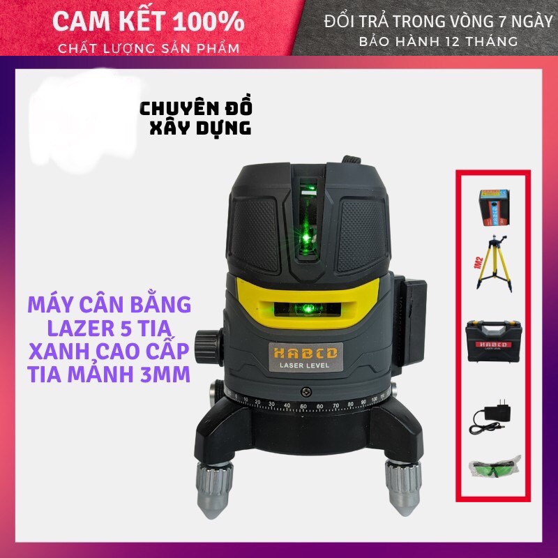 Máy Cân Bằng Laser 5 Tia Xanh Cao Cấp HABCO Bảo Hành 12 Tháng