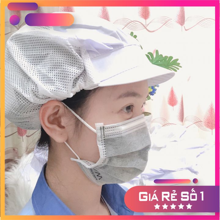 Nón lưới trùm tóc công nhân thực phẩm, mũ vải bảo hộ màu TRẮNG, XANH BIỂN, XANH LÁ, VÀNG