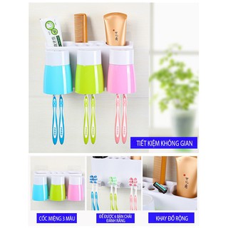 Dụng cụ để bàn chải và kém đánh răng trong phòng tắm có kèm cốc siêu rẻ