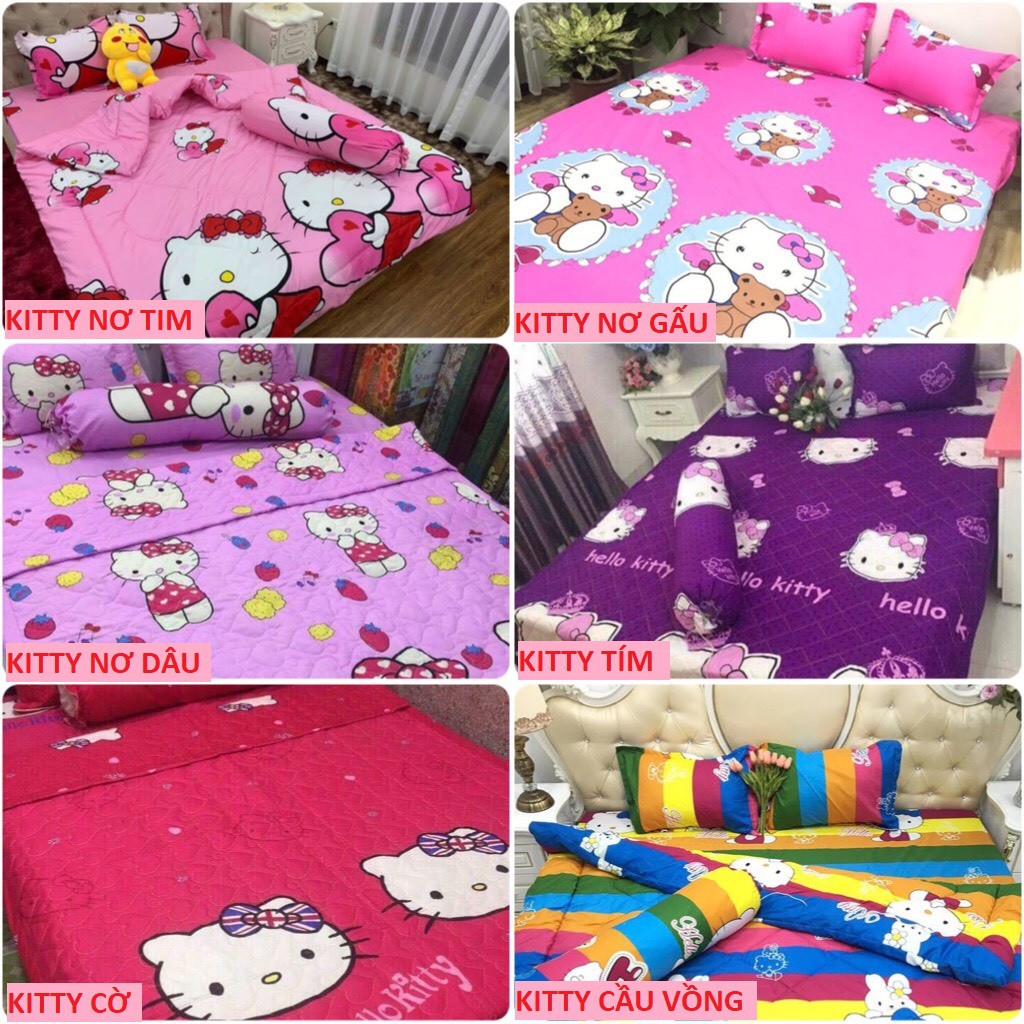 Ra nệm bo chun mẫu Hello kitty cánh tim 1M6 X 2M BGG42 (không vỏ gối nằm)