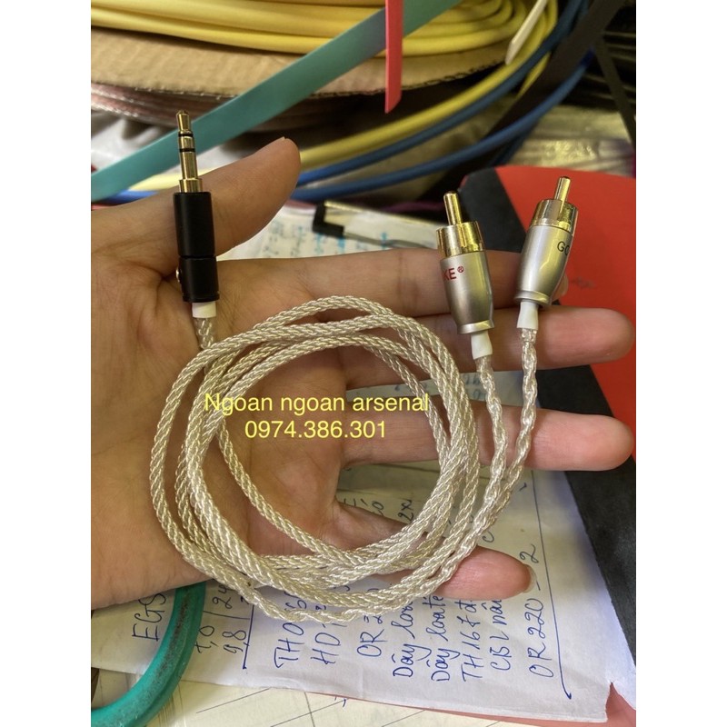 dây tín hiệu kết nối 3.5 ra 2 hoa sen (av, rca) chất lượng lõi mạ bạc