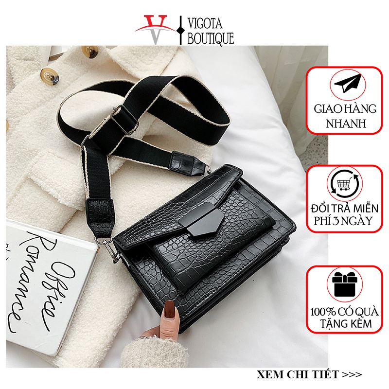 Túi Xách Nữ Đeo Chéo Phong Cách Retro Giản Dị Với Bề Mặt Da Rắn Độc Đáo TX58-Vigota