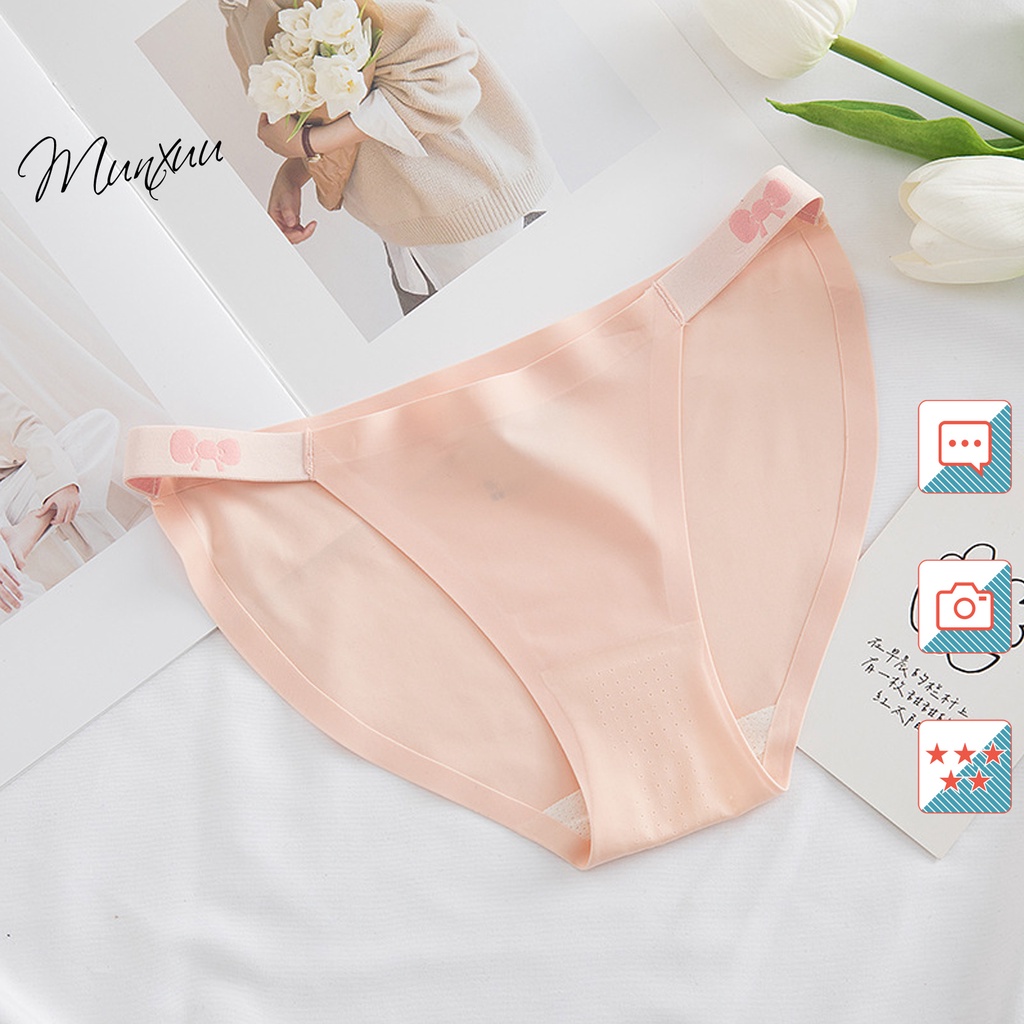 Quần lót nữ vải đúc su cao cấp MUNXUU cạp mảnh viền nơ co dãn kháng khuẩn - QC134