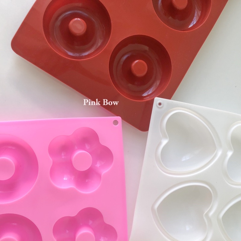 Khuôn silicon làm bánh hình DONUTS/HOA/TRÒN/TRÁI TIM đủ màu size 3cm-6cm-7cm