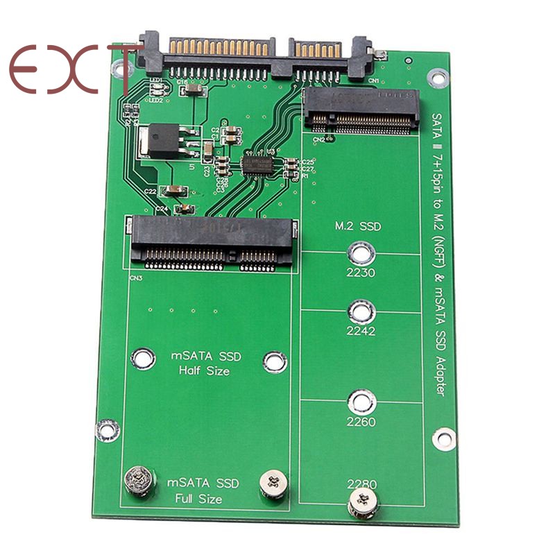 2.5 inch M.2 NGFF MSATA 2-in-1 Sized SSD to SATA III Converter Card