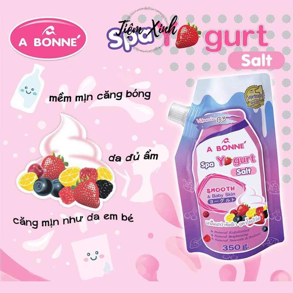 Muối tắm sữa bò A Bonné Spa Milk Salt 350g Thái Lan Muối tẩy tế bào chết tinh chất Yougrt và Sữa Bò giúp trắng da