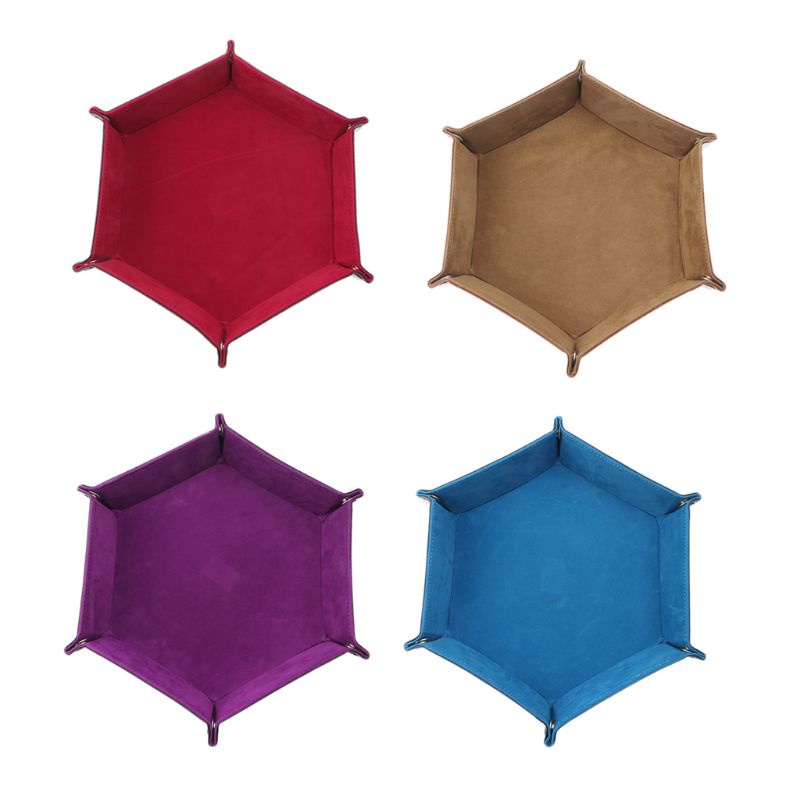 Khay Da PU Hình Lục Giác / Vuông Đựng Tiền Xu Có Thể Gấp Gọn Tiện Dụng