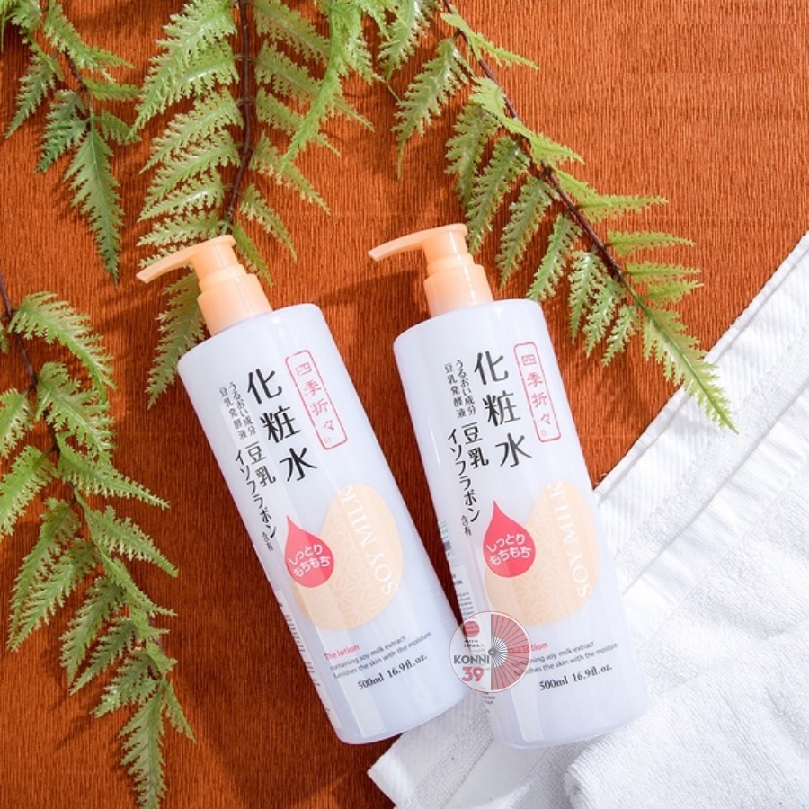 Nước hoa hồng đậu nành dưỡng ẩm giúp mờ thâm ngừa mụn Lotion Kumano Soy Milk Shikioriori Nhật Bản 500ml - Konni39