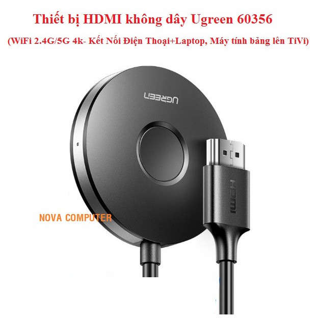 Thiết bị HDMI không dây Ugreen 60356  (WiFi 2.4G/5G 4k - Kết Nối Điện Thoại+Laptop, Máy tính bảng lên TiVi)