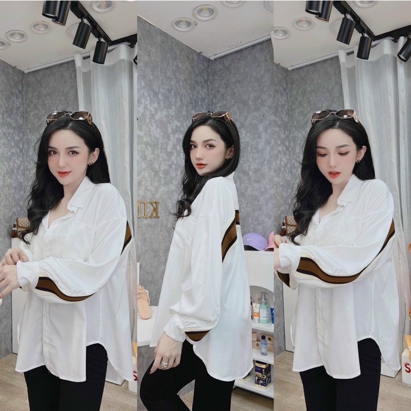 BIGSIZE Sơ mi phối viền nâu 55-95kg