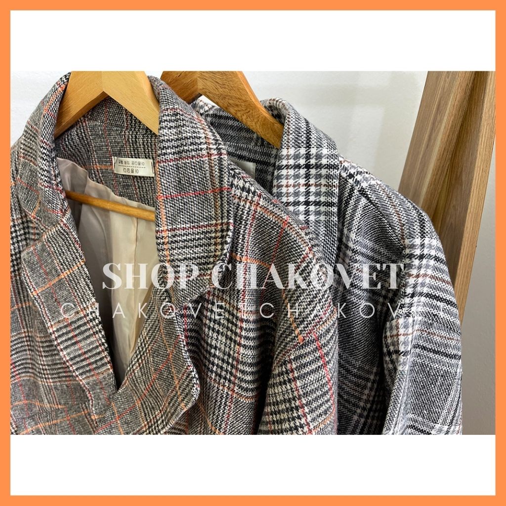 Áo blazer dạ kẻ nữ 2 lớp AD8122, kiểu áo vest khoác ngoài 4 cúc form rộng túi nắp đẹp sang chảnh style hàn quốc | BigBuy360 - bigbuy360.vn