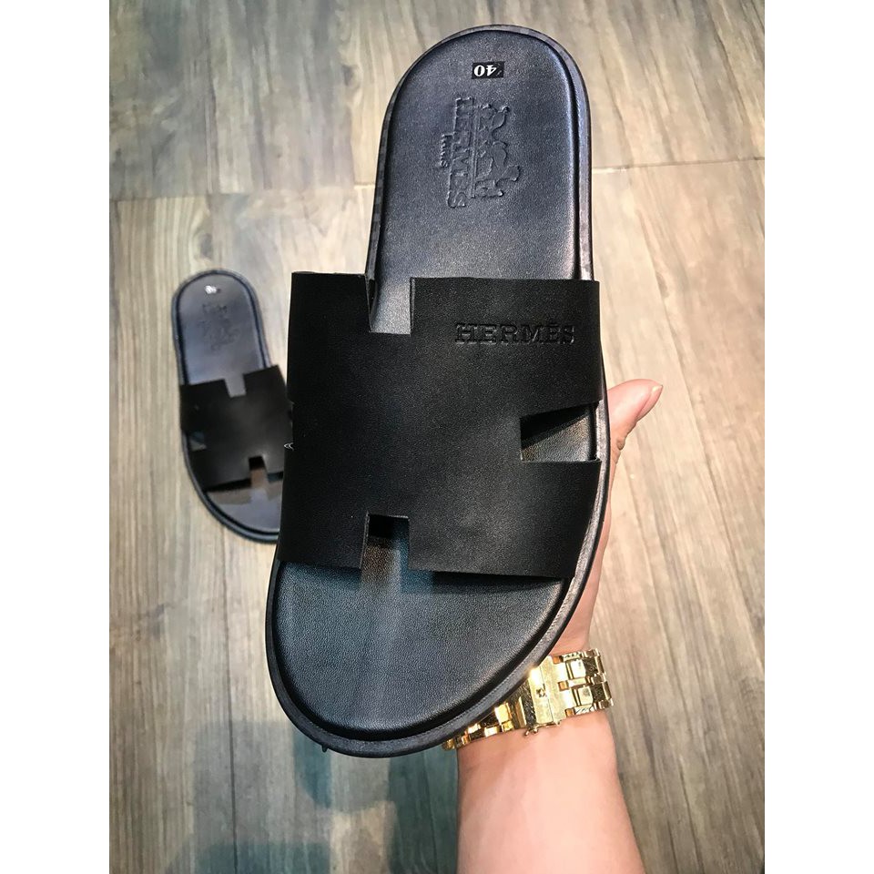 DÉP NAM HERMES ĐEN BẢN