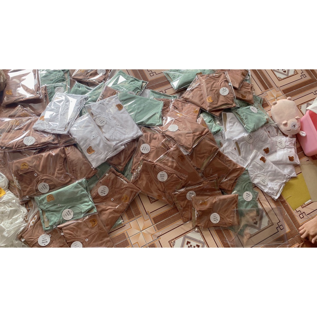 Bộ Quần Áo Ba Lỗ Gấu Thêu Cho Bé , Đồ Bộ Bé Trai Bé Gái mặc ở nhà Chất Cotton Cực Mát Minkids