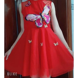 Đầm công chúa tay lưới thêu bướm dễ thương