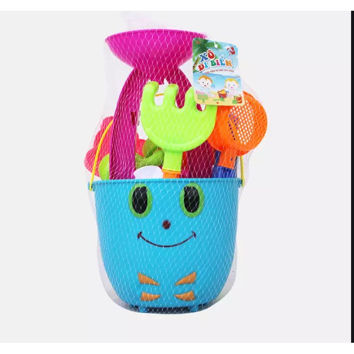 Đồ chơi xúc cát xô đi biển có cuồng quay hình con cua, cá Long Thủy – đồ chơi vận động ngoài trời cho bé