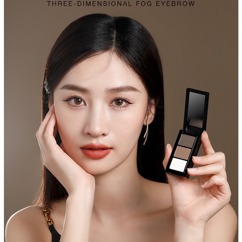 Bảng phấn kẻ lông mày UNNY CLUB 3 màu tùy chọn chống thấm nước có cọ và gương 3g