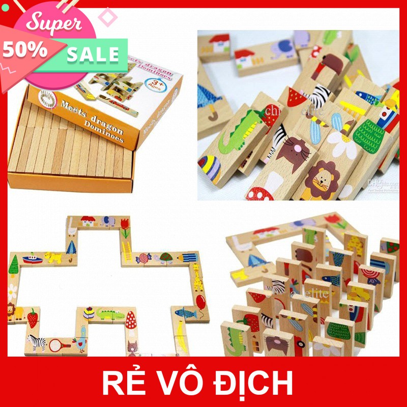 [Hot]-Bộ Đồ Chơi Domino Gỗ Thông Minh 28 Chi Tiết Phát Triển Trí Tuệ Cho Bé