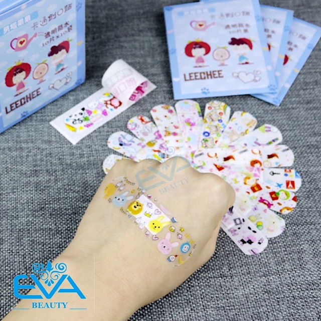 Combo 20 Miếng Băng Keo Cá Nhân Hoạ Tiết Hoạt Hình Trong Suốt Và Màu Cute Bandages