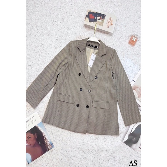 ⚡️BÁN SỈ⚡️Áo blazer/áo vest kẻ 2 lớp dáng suông cúc đen