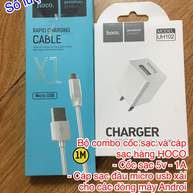 Bộ cốc và cáp sạc Hoco đầu mico usb dành máy androi