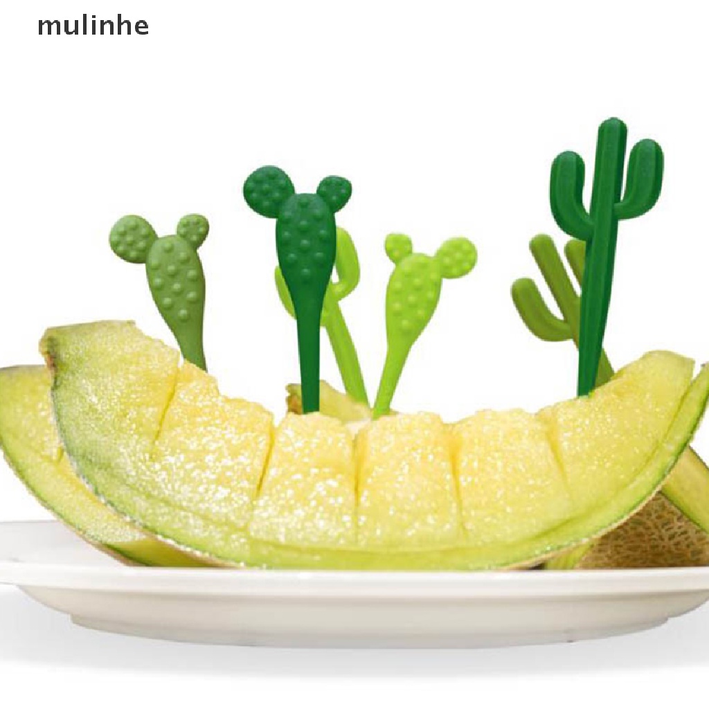 Set 6 Thẻ Nhựa Ghim Trái Cây / Tăm Xỉa Răng Hình Cây Xương Rồng