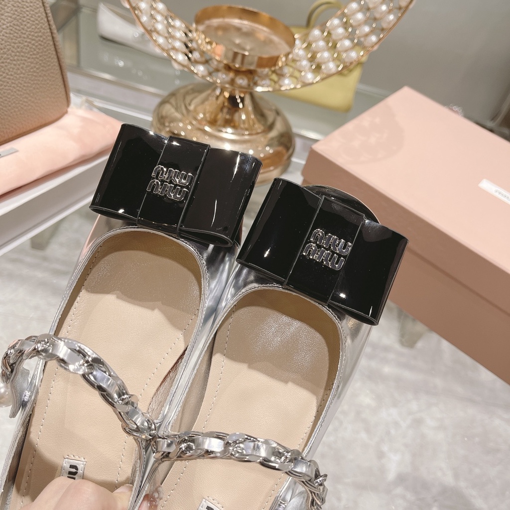 Giày búp bê nữ da thật thời trang cao cấp Miu Miu phong cách trẻ trung, thu hút