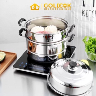 Bộ xửng hấp inox cao cấp, nồi hấp 3 tầng tiện lợi tiết kiệm thời gian - Goldcok