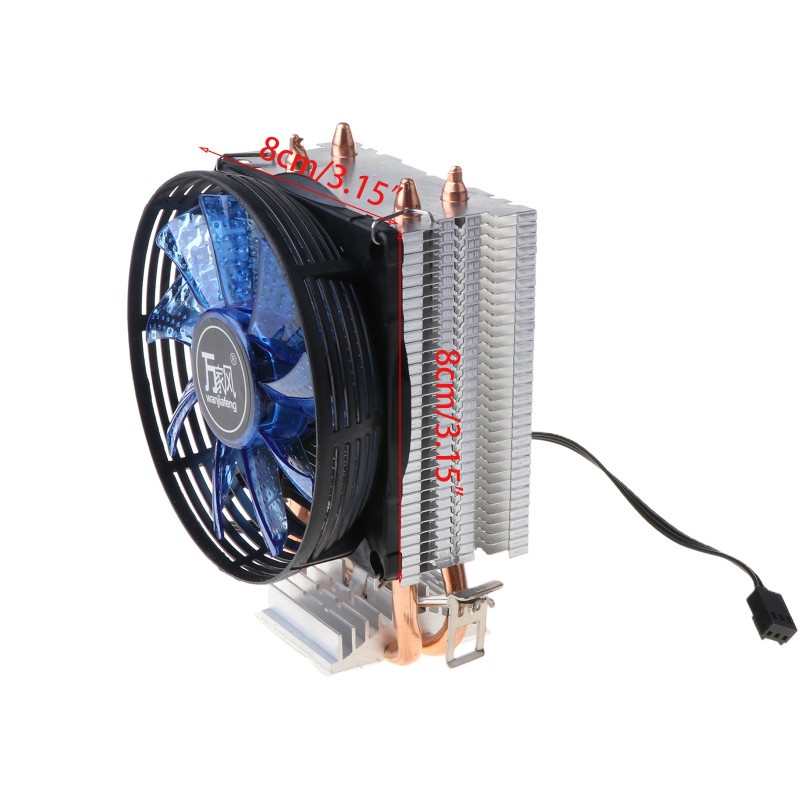 CRE  2 Heatpipe Aluminium PC CPU Cooler Cooling Fan For Intel 775/1155/1151 AMD 754/AM2